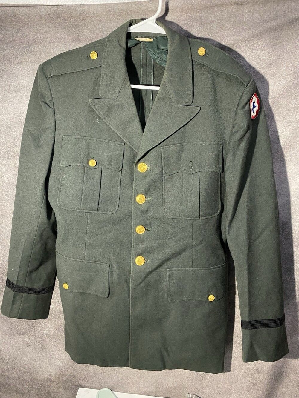 Vintage US Army Dress Jacket Green Shade 44 39R Vietnam Patch READ DESCRIPTION